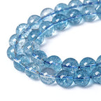 6mm 61pcs Blue Topaz Crystal Quartz Natural Stone Round Loose Beads for Jewelry Making DIY Bracelet Necklace Earrings - color: Blue Crystal, size: 6mm