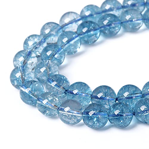 10mm 38pcs Blue Topaz Crystal Quartz Natural Stone Round Loose Beads for Jewelry Making DIY Bracelet Necklace Earrings - color: Blue Crystal, size: 10mm