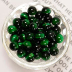 NCB 100pcs Original Natural Stone Beads Gemstone Round Loose Beads 6mm 8mm 10mm (Green Tiger's Eye, 6mm 100Beads) - color: Green Tiger's Eye, size: 6mm 100beads