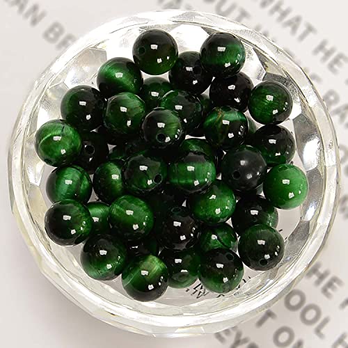 NCB 100pcs Original Natural Stone Beads Gemstone Round Loose Beads 6mm 8mm 10mm (Green Tiger's Eye, 6mm 100Beads) - color: Green Tiger's Eye, size: 6mm 100beads