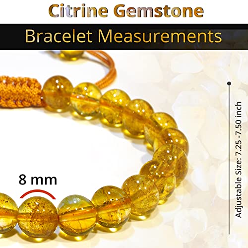ANAYA AGATE Energy Protection Crystal Handmade Adjustable Bead Bracelet Perfect for Men, Women’s Christmas Gift - Gemstone Healing Stretch Bracelet Pulsera Para Hombre Mujer Stocking Stuffer - color: Citrine - H1