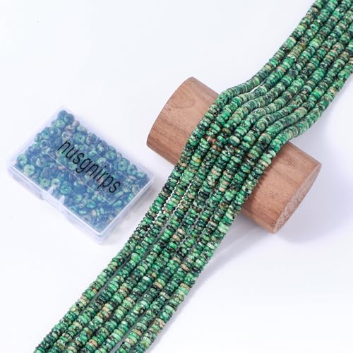 Natural African Turquoise Disk Stone Spacer Beads 6x2mm 38cm/str Flat Rondelle Loose Semi Gemstone Caps for Making Bracelets Necklace - color: African Turquoise