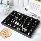 2-Pack 24 Grids Stackable Jewelry Tray Organizers with Removable Dividers – Velvet-Lined Display Trays for Earrings, Necklaces, Bracelets, Rings – Black