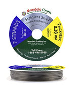 Mandala Crafts 7 Strand Beading Wire for Jewelry Making - 98 FT 26 Gauge Stainless Steel Braided Tiger Tail Wire for Bead Stringing - size: 7 Strands 26 Gauge 0.38MM 98FT