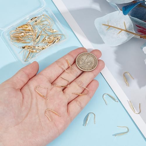 UNICRAFTALE 50pcs Real 18K Gold Plated Earring Hooks Stainless Steel Earring Hooks with Loop Metal Ear Wires Wide French Earrings Hooks for DIY Drop Jewelry Making Supplies 20.5x4.5mm - size: 20.5mm Long