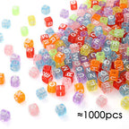 ToBeIT Acrylic Alphabet Letter A-Z Cube Colour Beads 1000 pcs for Jewelry Making, Bracelets, Necklaces(6mm) (Colour) - color: sheer color