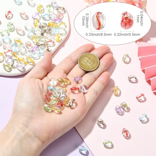 Stiesy 100Pcs Transparent Coffee Bean Glass Beads, Mixed Color Imitation Food Spacer Loose Beads Bulk for Bracelet Necklace Earring Making DIY Crafts 10x8.5x5.5mm - color: Coffee Bean-100pcs