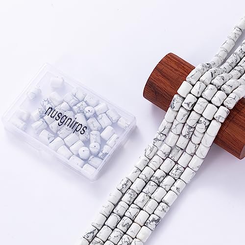 Natural White Turquoise Cylinder Tube Beads 10x14mm 38cm/str Loose Semi Gemstone Stone Beads for Making Bracelets Necklace - color: White Turquoise