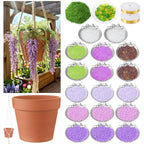 Potchen 13155 Pcs Wisteria Craft Beaded and 5 Inch Clay Pot Planter DIY Set, Glass Beads Plant Flower Making Kit with Artificial Moss Hanging Rope Purple Nature Series Colorful Crystal Leaf Jewelry