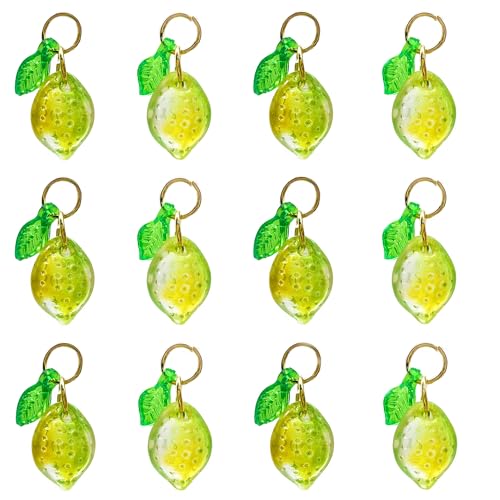 50pcs Glass Pendant Charms - Multicolor Theme Drops for Necklace Craft, Jewelry Making Supplies (Various Styles) - style: Lemon Lime