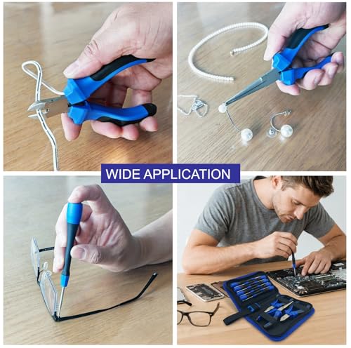 Precision Repair Tool Set, 12-Piece Electronics & Jewelers Repair Kit with Precison Screwdrivers, Mini Pliers, Demagnetizer, Small Tool Kit for PC, Laptop, Phone Repair, Includes Compact Storage Pouch