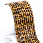 Natural Yellow Tiger's Eye Heishi Spacer Beads Loose Semi Precious Flat Round Gemstone Disc Shape Stone for Beading Jewelry Making 4x2mm 15.5" - color: Yellow Tiger's Eye