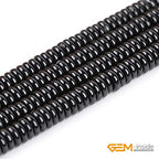 GEM-Inside 2x6mm Natural Polished Black Agate Stone Heishi Disc Rondelle Spacer Beads for Jewelry Making Full 15" Strand Energy Stone Healing Power Crystal - color: Black Agate