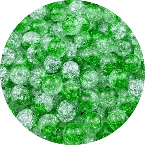 Jmassyang 300 Pieces 8mm Acrylic Crackle Beads Crystal Round Plastic Spacer Bead for DIY Decoration Necklaces Bracelets Earrings Jewelry Making(Green) - color: Green, size: 8MM