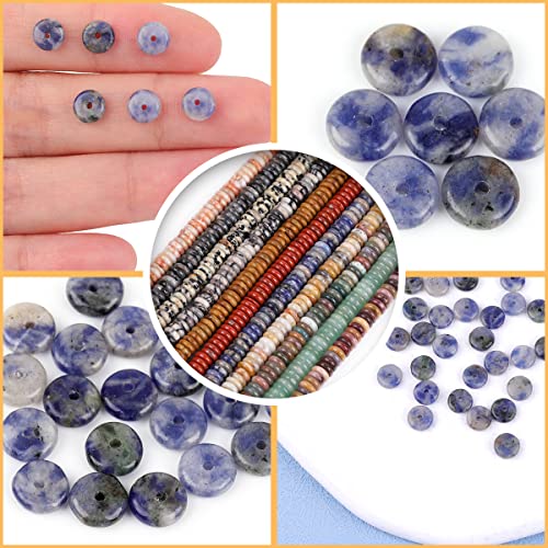 GEM-Inside 2x6mm Natural Blue Sodalite Jasper Stone Heishi Disc Rondelle Spacer Beads for Jewelry Making Full 15" Strand Energy Stone Healing Power Crystal - color: Blue Sodalite Jasper
