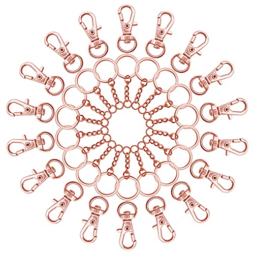 150Pcs Swivel Snap Hook Set,Rose Gold Swivel Clasps Lanyard Snap Keychain Hooks Lobster Clasp Split Key Rings with Chain and Jump Rings Bulk for Keychain Lanyard,Jewelry,DIY Crafts Supplies - color: Rose Gold
