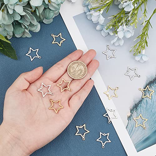 UNICRAFTALE 36pcs Star Links Charm Stainless Steel Links Charms 2 Colors Connectors Double Loops Metal Charm Jewelry Making Earring Bracelet Necklace