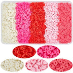 SUNNYCLUE 1 Box 3600pcs 6mm Valentine's Day Pink Clay Beads Clay Heishi Beads White Red Pink Round Polymer Disc Slice Heishi Loose Spacer Bead for Jewelry Making Supplies Bracelets Necklaces Women - style: Style 2