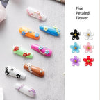 3D Colorful Flower Nail Charms,Flowers Acrylic Nail Charms with Metal Golden Round Beads for Nails Art DIY Accessories