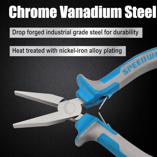 SPEEDWOX 4.5 Inches Flat Nose Pliers for Jewelry Making Smooth Jaw Pliers Wire Bending or Straightening Ring Opening Duck Bill Fine Pliers for DIY Jewelry Making Hobby Projects, MFN5-1393 - style: 5" Flat Nose Plier