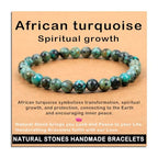 AD Beads Handmade Gemstone Stretch Elastic Bracelet Crystal Healing Reiki Nature's Beauty and Spiritual Essence Unisex - color: African Turquoise (Spiritual Growth), size: 6mm