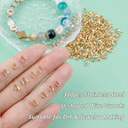 300Pcs Wire Guardian Protectors 0.7mm Hole U Shape Wire Guard Loops Thread Protector for Jewelry Making Findings Earring Necklaces Bracelet DIY Supplies (Gold) - color: gold