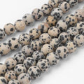45Pcs Natural Dalmatian Jasper Beads 8mm Round Natural Gemstone Beads Frosted Spacer Loose Bead for DIY Craft Bracelet Necklace Earrings Jewelry Making Supplies - color: Natural Dalmatian Jasper-Frosted