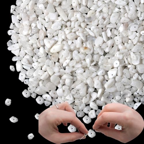 XIANNVXI Moonstone Beads, Natural Chip Stone Beads 400Pcs Crystal Bead 5-8mm Irregular Healing Crystal Loose Rocks for DIY Jewelry Making - color: A-Moonstone