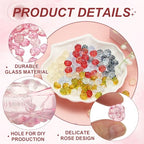uxcell 50 Pcs Rose Beads, 0.55" Glass Flower Rose Charm Carved Loose Spacer Crystal Craft Beads for DIY Jewelry Making Bracelet Beading Projects Supplies, Rose Red - color: Rose Red
