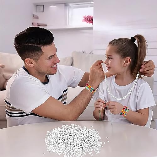 QPIXVB 1100PCS White Pony Beads,Friendship Bracelet Beads Kit,Bead for Jewelry Making and Bracelets Making,Braid Hair Bead for Crafts,Small,White Jewelry Making Supplies for Adults - color: white beads