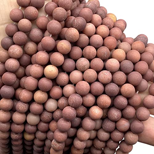 ABCGEMS Velvet-Matte-Finished African Blood Jasper Beads (Enhance The Stone's Inherent Texture and Nature Hues with a Non-Glare Aesthetic) Smooth Round 8mm (Non-Shiny) - color: Blood Jasper (From Africa)
