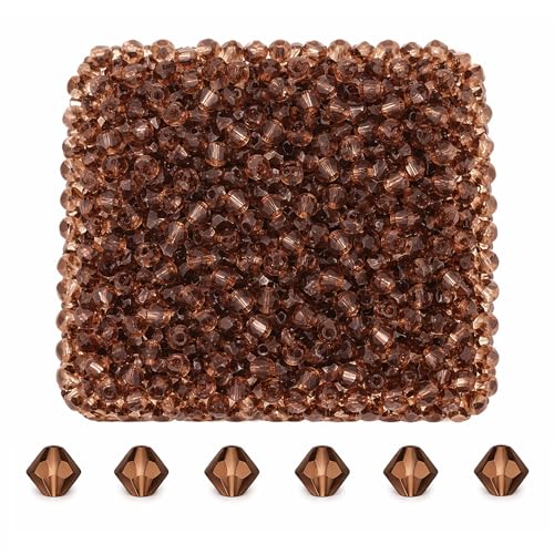 Mandala Crafts 3mm Brown Bicone Crystal Glass Beads, 1500 Faceted Beads for Adult Jewelry Design, Fashion Accessories, and Decorative Applications - color: Brown, size: 3mm Bicone