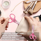 PAFASON Small Craft Scissors Set Straight Precision Fine Tip All Purpose for Scrapbooking Quilting Sewing Knitting Embroidery Cross Stitch Crochet Thread Yarn Paper Fabric Detail Cutting, Safety Case - style: Classic
