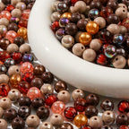 12mm Brown Acrylic Beads 300pcs Focal Spacer Bead Chunk Bubblegum Beads for DIY Crafting Necklace Bracelet Jewelry Making Keychain (Brown) - color: brown