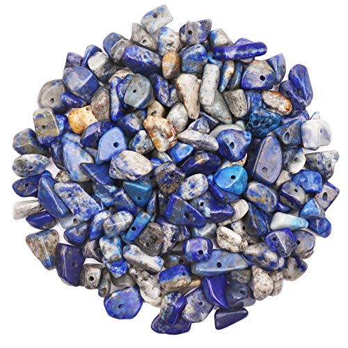 500 pcs Natural Chip Stone Beads, Lapis Lazuli 5-8 mm Irregular Gemstones Healing Crystal Loose Rocks Bead Hole Drilled for Jewelry Making Bracelet - color: Lapis Lazuli