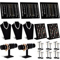 Henoyso 22 Pcs Velvet Jewelry Display Set Jewelry Display for Selling Necklace Stand Bracelet Holder T Shape Earring Stand - color: Black