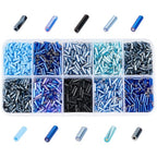 3000 Pcs 10 Colors Glass Bugle Beads, Blue Series Screwy Bugle Beads Long Tube Seed Bead Loose Spacer Bead for DIY Crafting Jewelry Making - color: Blue Series