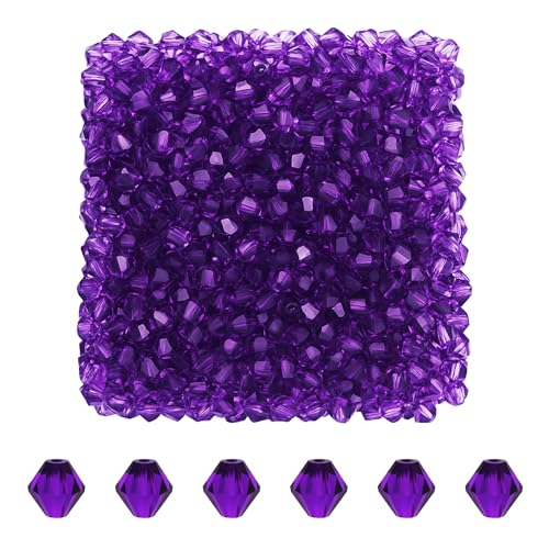 Mandala Crafts Amethyst 4mm Bicone Crystal Beads for Crafts – 1500 Loose Faceted Glass Beads for Jewelry Making Spacers, Adult Bracelets, Necklaces, Earrings & Suncatchers - color: Amethyst, size: 4mm Bicone