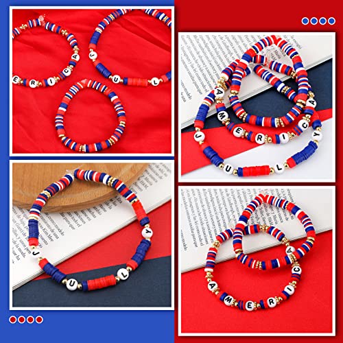 Ferraycle 5700 Pcs Fall Halloween Clay Beads Set Christmas Clay Beads Holiday DIY Jewelry Making Kits for Bracelet Necklace Earring(Red, Blue, White) - color: Red, Blue, White