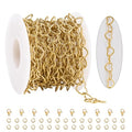 KYUNHOO 13 Feet Gold Plated Jewelry Making Chains Bulk on Spool Hollow Heart Links Chain for Crafting Stainless Steel Necklace Bracelet Making Supplies with Lobster Clasps Jump Rings - color: Heart Gold