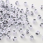 6mm Black and White Acrylic Square Letter Beads White Cube Alphabet Beads Black Letter A-Z Mixed Plastic Shape Loose Beads Mini Size Pony Seed Beads for Making Jewelry, Necklaces - color: white-black(6mm)