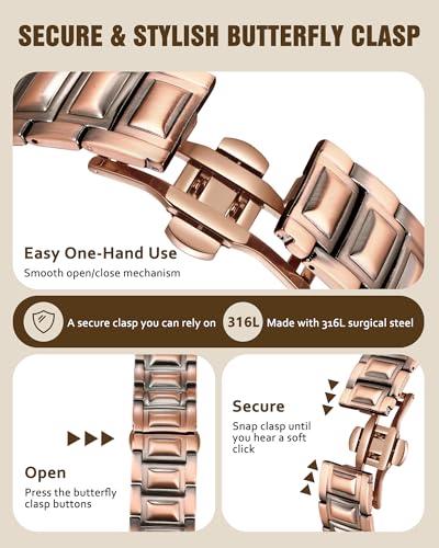 Jecanori 5X Pure Copper Magnetic Bracelet for Men - Upgraded Magnets & Butterfly Clasp, Adjustable Length with Sizing Tool - style: Ridge