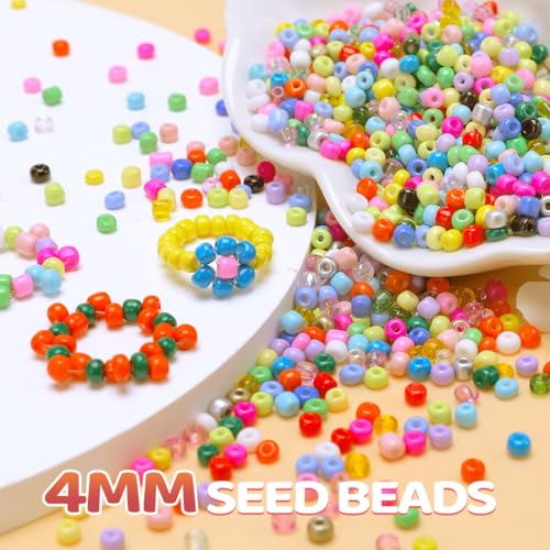 2000pcs Sky Blue Glass Seed Beads, Colorful Tiny 4mm Beads for Jewelry Making, Beading Supplies. - color: Sky Blue