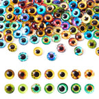 100Pcs/Set Flat Round Transparent Glass Cabochons with Pattern Eye Flatback Glass Dome Flatback Cab Beads for Photo Cameo Jewelry Making Necklace Ring DIY Crafts 8x3mm Eyes - color: 100pcs-8x3mm-Eyes