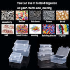 Nail art toolbox Bead Organizers-8 Pcs Jewelry Organizers and Storage Plastic Storage Cases Mini Clear Bead Containers Transparent Boxes with Hinged Lid and Rectangle Clear Craft Supply Case - size: 8 Pieces Big Sizes Mixed