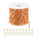 UMAOKANG 10 Meters Gold Plated Chains for Jewelry Making Red Enamel Bead Stainless Steel Chain for Women Necklace DIY Craft - color: Gold-Red Enamel