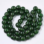 Stiesy 45pcs/Strand Handmade Gold Sand Lampwork Beads, 11.5-12.5mm Round Beads Bulk for DIY Jewelry Making Bracelets Anklets Craft Supplies, Dark Green Color - color: Dark Green-1strand