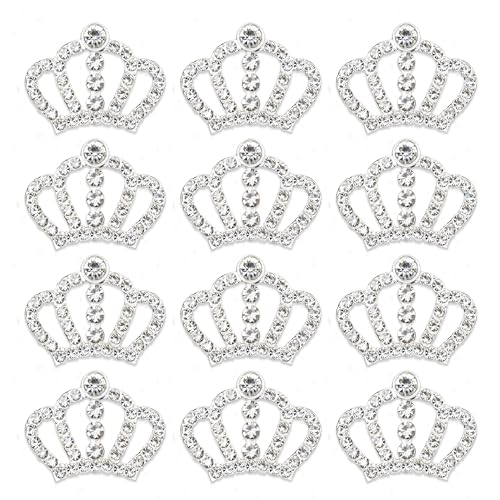 24 Piece Crown Jewelry Embellishment For DIY Handmade Hair Accessories Sneakers, Clothes, Party Decorations Gift Box ，Dress，Rhinestone Alloy Appliques Decorative Home Decor (Silver Crown) - color: Silver Crown
