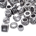 BronaGrand 100g Antique Silver Column, Tube, Barrel, Round Spacer Beads, Large Hole, Zinc Alloy, 4mm-30mm, DIY Jewelry Making Supplies - color: Antique Silver