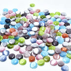 33pcs 12mm Mixed Colors Cat's Eye Coin Stone Loose Gemstone Beads Semi-Precious Craft Supplies for DIY Jewelry Making - color: Coin12mm Mixed Colors